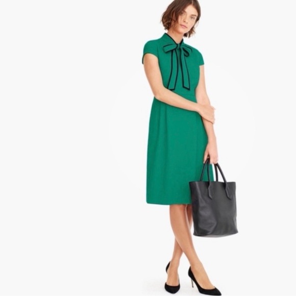 J. Crew Dresses & Skirts - J CREW Tie-Neck Dress in 365 Crepe - Green - J2557 - Sz 0